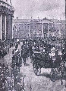 La visita del Duque y la Duquesa de York a Dublín, ilustración de la Historia de Inglaterra de Cassell, 1900s de Walter Paget