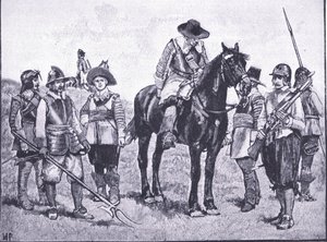 Tipos de soldados de Cromwell, de Cassells Historia del Pueblo Británico publicada por la Waverley Book Company Limited, c.1940 de Walter Paget