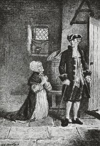Elspeth y Lord Glenallan, ilustración para Antiquary, novela histórica de Walter Scott (1771-1832), grabado de Walter Scott