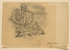 Un Grupo de Cuatro Ninfas (Motivo para Diseño) de Walter Shirlaw