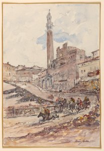 Carrera de caballos, Siena, Italia