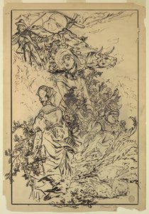 En las montañas (diseño decorativo) de Walter Shirlaw