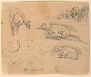 Bocetos de ovejas de Walter Shirlaw