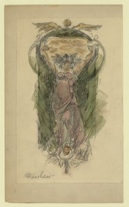 Dibujo de estudio para mural de mujer, no. 1 de Walter Shirlaw