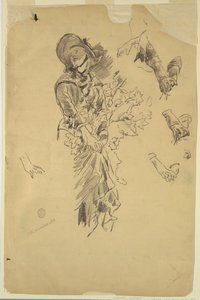 Estudio de figura para "En las montañas" de Walter Shirlaw