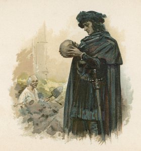 Hamlet con el cráneo de Yorick (cromolitografía)