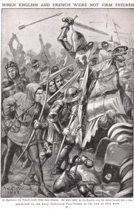 Cuando los franceses e ingleses lucharon en Agincourt, ilustración 