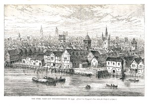 El muelle de hierro Steel Yard y el vecindario en 1540. En la ribera, 1878 de Walter Thornbury