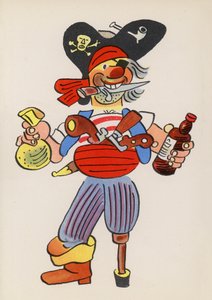 Figuras de libros infantiles: Long John Silver (litografía en color)