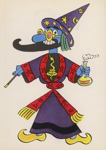 Figuras de libros infantiles: Mago (litografía en color)