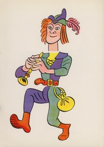 Figuras de libros infantiles: Flautista de Hamelin (litografía en color) de Walter Trier