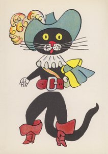 Figuras de libros infantiles: El Gato con Botas (litografía en color) de Walter Trier