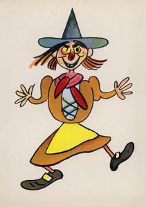 Uno de los locos de Walter Trier (litografía en color)