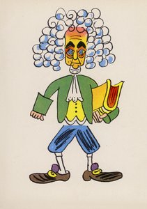 Uno de los locos de Walter Trier (litografía en color)