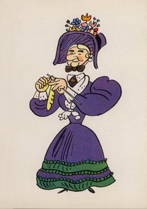 Uno de los locos de Walter Trier (litografía en color)