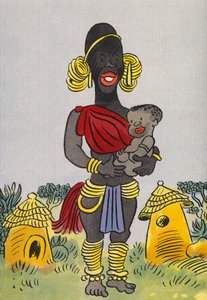 Los locos disfraces de Walter Trier: África Central (litografía en color)