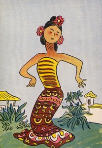 Los locos disfraces de Walter Trier: Java (litografía en color)