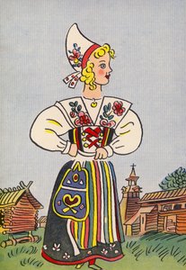 Los locos disfraces de Walter Trier: Suecia (litografía en color)