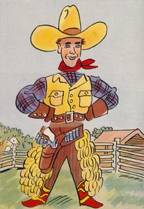Los locos disfraces de Walter Trier: Texas, EE.UU. (litografía en color)