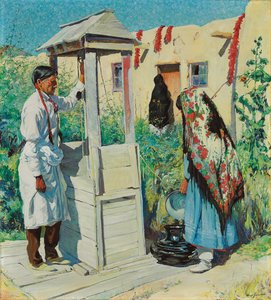 Escena de pozo Pueblo de Walter Ufer