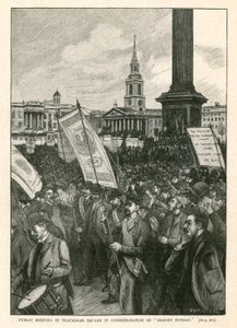 Reunión pública en Trafalgar Square en conmemoración del Domingo Sangriento (grabado)