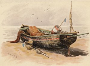 Lugger de pesca francés (litografía en color)