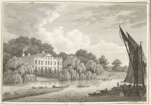 Casa de campo con lago y barcos