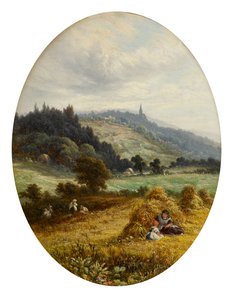 Tiempo de cosecha en Earlswood, cerca de Redhill, Surrey de Walter Williams
