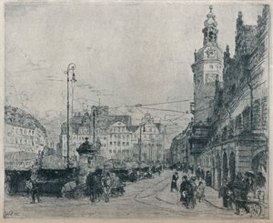Plaza del mercado, Leipzig, c1913 de Walter Zeising