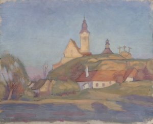 paisaje con iglesia