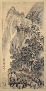 Paisaje, fechado en 1649 de Wang Duo