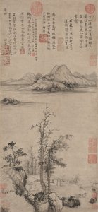 Retiro de un erudito entre árboles de otoño, dinastía Ming 1368-1644