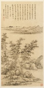 Bambú alto y montañas distantes, después de Wang Meng, 1694 de Wang Hui
