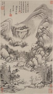 Paisaje al estilo de Huang Gongwang de Wang Shimin