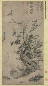 Quails and Sparrows in an Autumn Scene de Wang Yuan