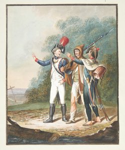 Tres soldados franceses en un camino