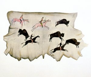 Indios de las Llanuras Americanas en una caza de búfalos, 1898 de Washakie