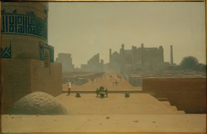 Calle principal en Samarcanda desde la ciudadela por la mañana de Wassili W. Werestschagin