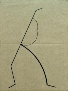 Dibujo Analítico según Fotos de la Bailarina Palucca, Línea Recta Ascendente Apoyada en una Curva Simple de Wassily Kandinsky