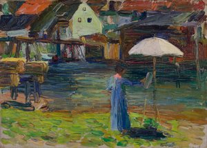 Kallmünz - Gabriele Münter pintando I de Wassily Kandinsky