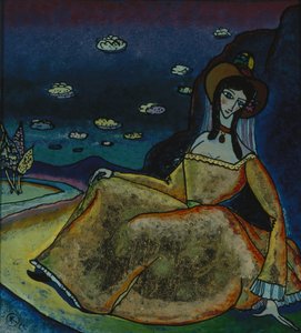 Dama en vestido dorado, 1917