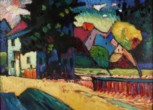 Murnau - Paisaje con casa verde. 1909 de Wassily Kandinsky