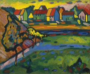 Pueblo bávaro con campos de Wassily Kandinsky