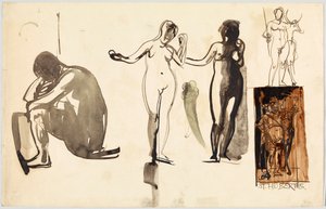 Desnudos femeninos y San Huberto, verso: Desnudos femeninos de Wassily Kandinsky