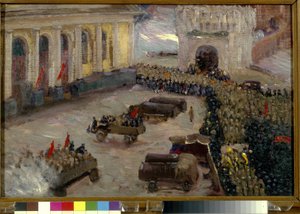 La revolution russe de fevrier 1917 a Moscou. (La revolución de febrero en Moscú). Peinture de Vasili Nikitich Meshkov (Vassili Mechkov) (1868-1946) de Wassily Meshkov