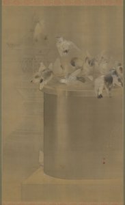 Palomas en Senjoji (Templo Asakusa Kannon) Era Meiji