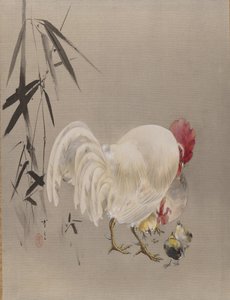 Gallo y gallina con pollitos, ca. 1887