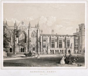 Aspecto oeste de la Abadía de Newstead, Nottinghamshire, c. 1860 de Waterlow and Sons