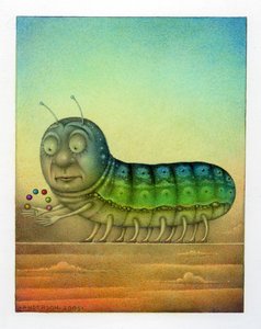 Oruga malabarista, 2003 (técnica mixta sobre cartón) de Wayne Anderson