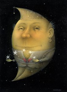 Luna creciente malabarista (lápiz y lápiz de color sobre papel) (par de 150068) de Wayne Anderson